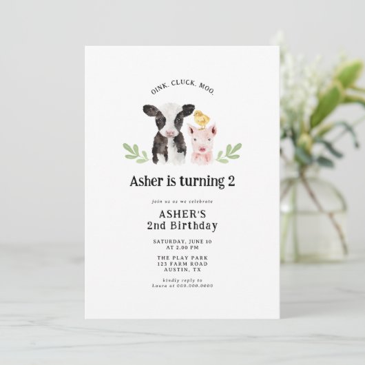 インククラブクモーキュートファーム動物誕生日 招待状 (スタンド正面)