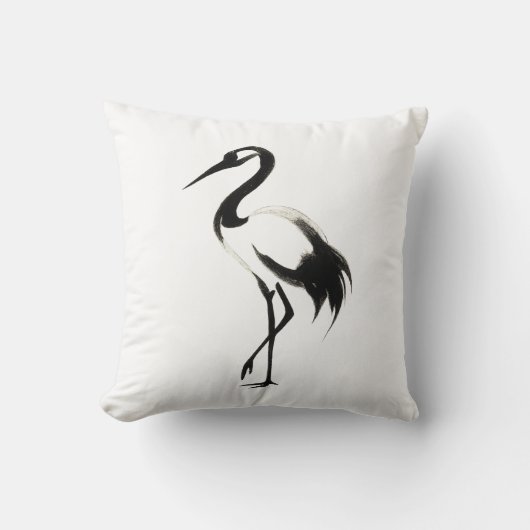 インククレーンイラストレーション – ミニマリストゼンクッション クッション (正面)