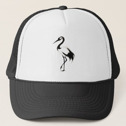 インククレーンイラストレーション- Zen Trucker Hat キャップ (正面)