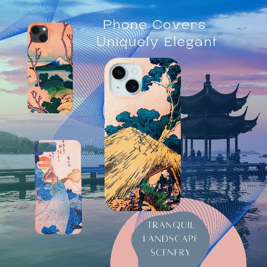 インクグラフィックアジアの風景 iPhone 15ケース