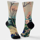 インクグラフィックアジア庭園風景 ソックス (傾斜あり)