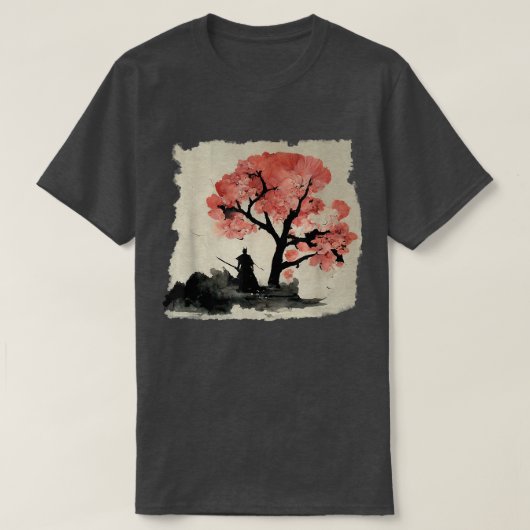 インクサムライ桜の審美下日本ので Tシャツ (デザイン正面)