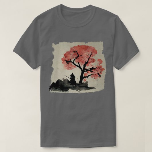 インクサムライ桜の審美下日本ので Tシャツ (デザイン正面)