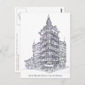 インクスケッチコロンバスタワー、サンフランシスコ、カリフォルニア州 ポストカード (正面/裏面)