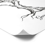 インクスケッチ結婚ツリーの指紋のゲストブック ポスター (角)