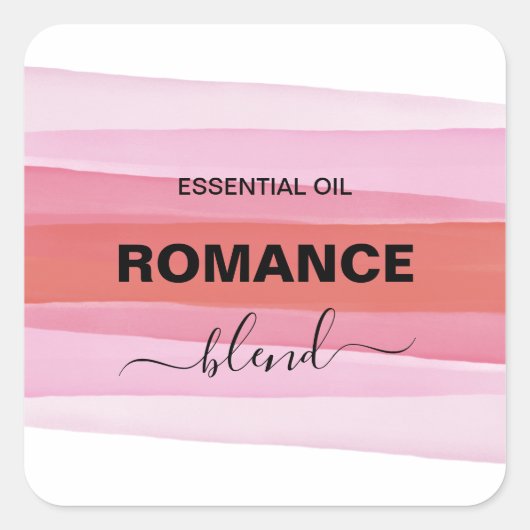 インクストライプのピンクローラーボトルラベル スクエアシール (正面)