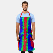 インクスプラッシカラフルュ明るい抽象芸術赤緑2020 エプロン (着用した状態)