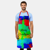 インクスプラッシュカラフル抽象芸術メリークリスマスクール エプロン (着用した状態)