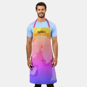 インクスプラッシュ抽象芸術絵画のピンクの名前クール エプロン (着用した状態)