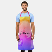 インクスプラッシュ抽象芸術絵画パターンのピンク名 エプロン (着用した状態)