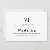 インクタイプライター結婚式招待状白黒 招待状 (正面)