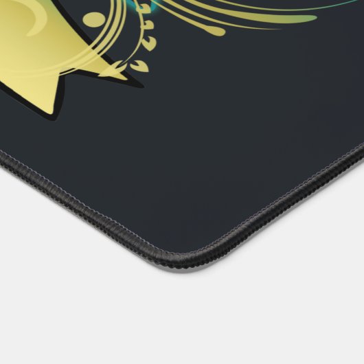 インクタイポグラフィタトゥーアーティストティール(緑がかった色)/黄色ID815 デスクマット (コーナー)