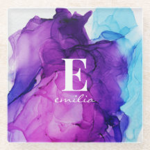 インクタイ染めのピンクチック・モダン・カスタムモノグラム・スロー