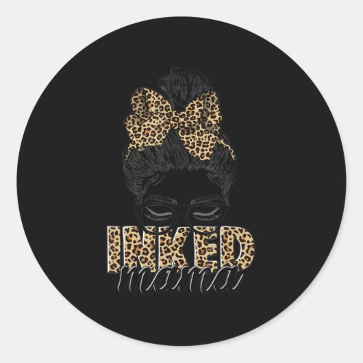 インクックママメッシーパン母ライフヒョウ入れ墨ママ ラウンドシール (正面)