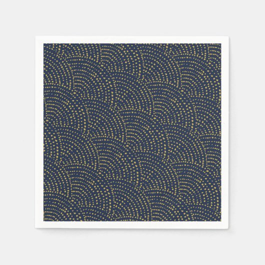 インクドはかりで測ット – ネイビーと金ゴールド スタンダードカクテルナプキン (正面)