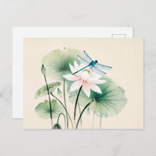 インクドラゴン中国のフオンロータス ポストカード (正面/裏面)