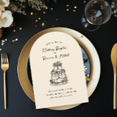 インクハンドお洒落ドローケーキウェディングレセプション 招待状