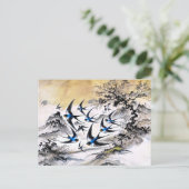 インクパで空を飛び中国の越えるツバメ ポストカード (スタンド正面)