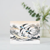 インクパで空を飛び中国の越えるツバメ ポストカード (スタンド正面)