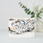 インクパで空を飛び中国の越えるツバメ ポストカード (スタンド正面)