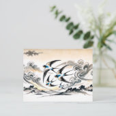 インクパで空を飛び中国の越えるツバメ ポストカード (スタンド正面)