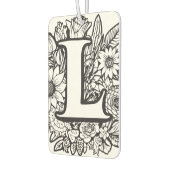 インクパーソナライズされたフラワーモノグラム白黒 カーエアーフレッシュナー (左)