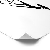 インクフラワー:ブラックのミニマルフローラアート ポスター (角)