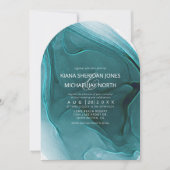 インクフロー結婚のティール（緑がかった色）アーチID762招待状 招待状 (正面)