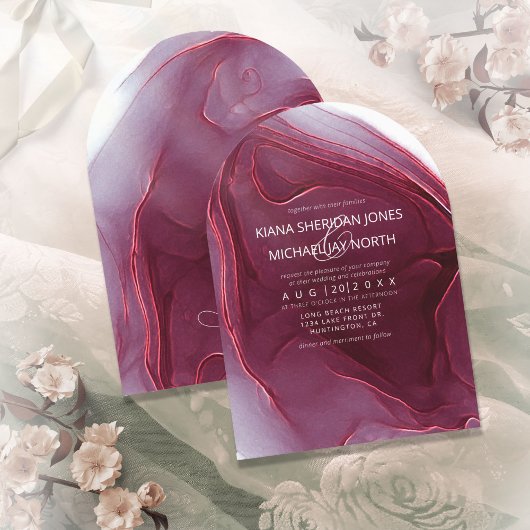 インクフロー結婚のバーガンディアーチID762 招待状