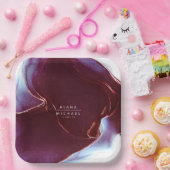 インクフロー結婚のバーガンディID762 ペーパープレート (パーティー)