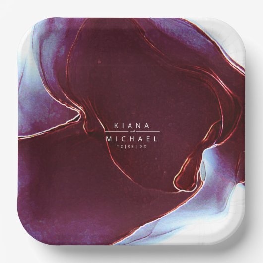 インクフロー結婚のバーガンディID762 ペーパープレート (正面)