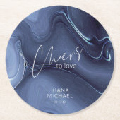 インクフロー結婚の応援を愛する青ID762 ラウンドペーパーコースター (正面)