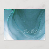 インクフロー結婚式の保存日付ティール(緑がかった色)ID762 案内ポストカード (正面)