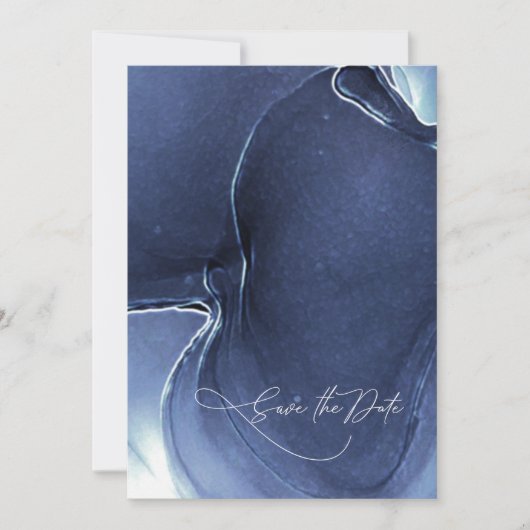 インクフロー結婚式の日付を保存する青ID762 セーブザデート (正面)