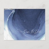 インクフロー結婚式の日付を保存する青ID762 案内ポストカード (正面)