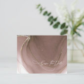 インクフロー結婚式を保存する日付Taupe ID762 案内ポストカード (スタンド正面)