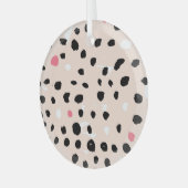 インクブラシストローク：テクス芸術的チャ ガラスオーナメント (正面左)