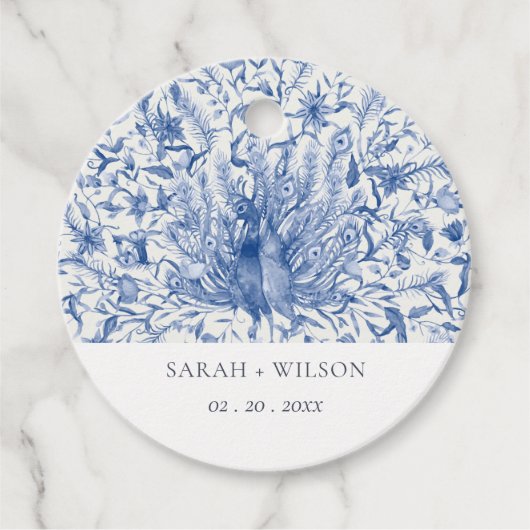 インクブルークラッシー華美ウォーター色のクジャク結婚ズ フェイバータグ (正面)