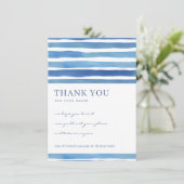 インクブルーストライプパター企業のンのビジネスロゴ サンキューカード (スタンド正面)