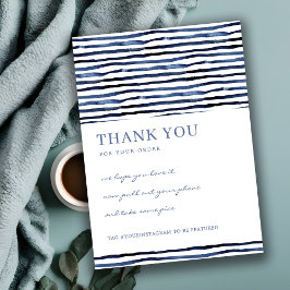 インクブルーストライプパター企業のンのビジネスロゴ サンキューカード