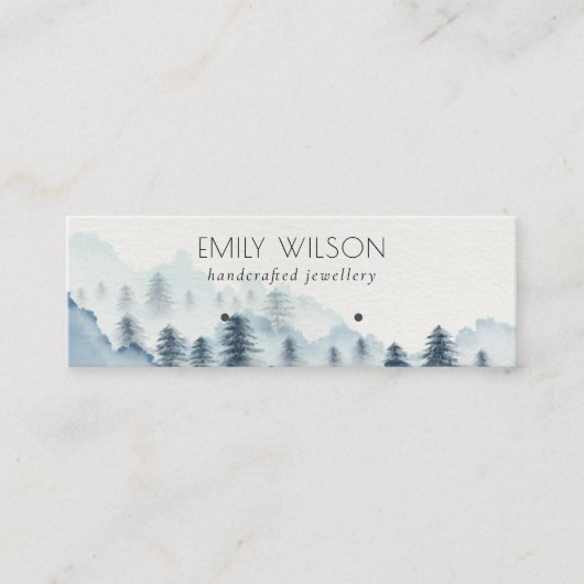インクブルーネイビーパインウッズマウンテンイヤリングディスプレイ スキニー名刺 (正面)