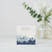 インクブルーネイビーパインウッズマウンテンイヤリングディスプレイ スクエア名刺 (スタンド正面)