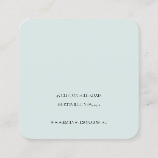 インクブルーネイビーパインウッズマウンテンイヤリングディスプレイ スクエア名刺 (裏面)