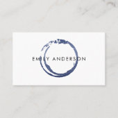 インクブルーネイビーブラシストローク汚れ円マークのロゴ 名刺 (正面)