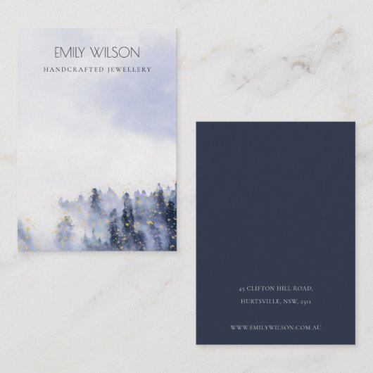 インクブルーフォグスノーランドスケープ空白のジュエリー表示 名刺 (正面/裏面)