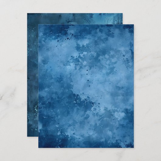 インクブルー動揺して印刷可能スクラップブック紙 招待状 (正面/裏面)