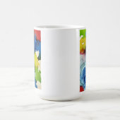 インクブロアートデザイン（赤、青、黄、緑） コーヒーマグカップ (中央)