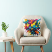 インクブロカラフルー（ばちゃばちゃ）跳ねる装飾用クッション クッション (椅子)