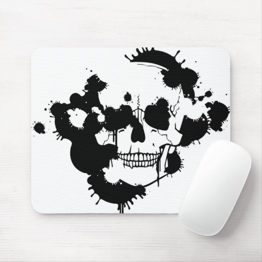 インクブロットによるスカルのシルエット マウスパッド (マウス)