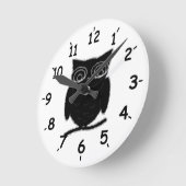 インクブロットフクロウ ラウンド壁時計 (傾斜)